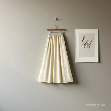 A high-end white linen and cotton skirt for women's spring and summer, a mid-length loose and slimming long skirt with a large swing A high-end white linen and cotton skirt for women's spring and summer, a mid-length loose and slimming long skirt with a large swing